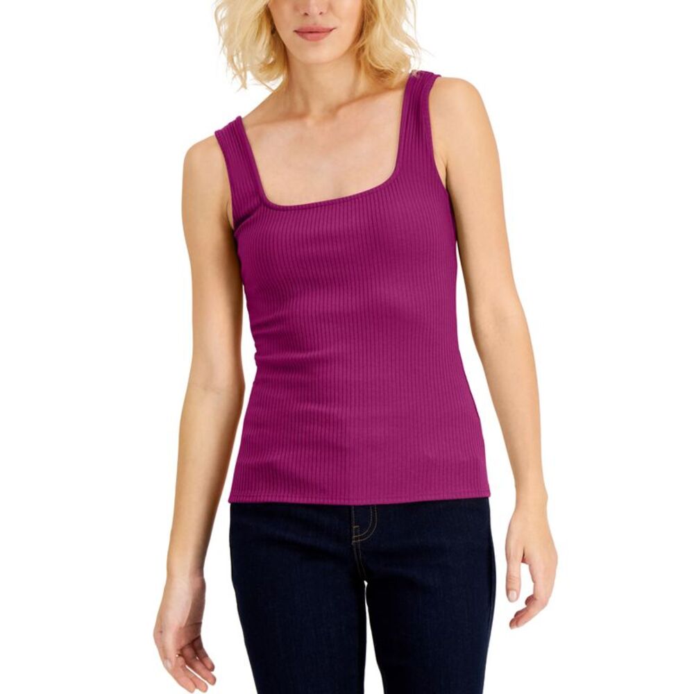 INC International Concepts Women's Square Neck Rib Tank